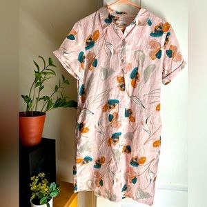 NWT Rachel Zoe size medium 100% linen floral shift tunic dress